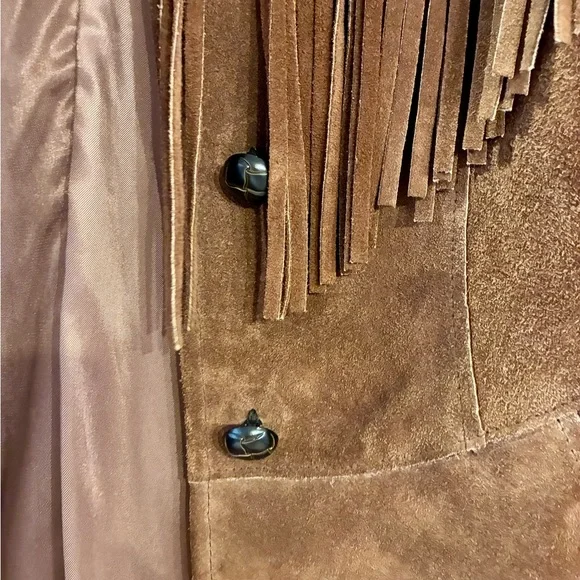 Vintage Suede Leather Jacket With Fringe! - Picture 4 of 10